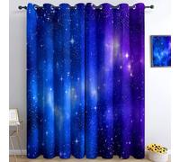 Blackout Curtains with Eyelet W 46.1" x L 90.2" - 2 Panels Thermal Insulated Drapes Exquisite Starry Sky Stars Mysterious Pattern Decor Room Curtains for Bedroom Energy Saving Drapes Bluish Purple