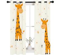 Blackout Curtains with Giraffe Pattern, Living Room Bedroom Boy Girl Child Eyelet Thermal Curtains W29 x L45 Inch, 2 Panels, Forest Animals, A247