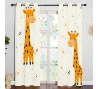 Blackout Curtains with Giraffe Pattern, Living Room Bedroom Boy Girl Child Eyelet Thermal Curtains W46 x L63 Inch, 2 Panels, Forest Animals, A247