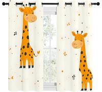 Blackout Curtains with Giraffe Pattern, Living Room Bedroom Boy Girl Child Eyelet Thermal Curtains W46 x L36 Inch, 2 Panels, Forest Animals, A247