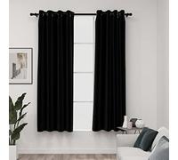 Blackout Curtains with Grommets, Linen-Look, 2 Piece Set, 140x175cm, Ideal for Home & Garden Decor