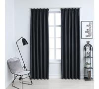 vidaXL 2x Blackout Curtains with Hooks Anthracite 245cm Blind Window Covering