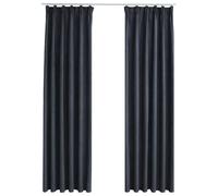 vidaXL 2x Blackout Curtains with Hooks Off White 140x175cm Drapery Blinds