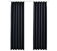 Blackout Curtains with Hooks, Pack of 2, Anthracite, 140 x 225 cm, Polyester, Opaque, Insulating, Soundproofing for Living Room, Bedroom, Children's Room