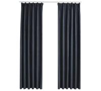 Blackout Curtains with Hooks, Pack of 2, Anthracite, 140 x 245 cm, Opaque, Insulating, Darkening, with Suede Look, for Living Room, Bedroom, Children's Room, Machine Washable