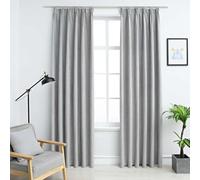 Blackout Curtains with Hooks, Pack of 2, Grey, 140 x 175 cm, 100% Polyester, Suede Look, Opaque, Thermal Sound Insulation for Living Room, Bedroom, Kitchen, Balcony Door