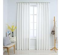 Blackout Curtains with Hooks, Pack of 2, Grey White, 140 x 175 cm, 100% Polyester Suede Look, Opaque, Insulating, Darkening, Thermal Curtains for Living Room, Bedroom, Window
