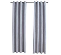 Blackout Curtains with Metal Eyelets, Pack of 2, Grey, 140 x 175 cm, Polyester Suede Look, Opaque, Soundproofing, Insulating for Living Room, Bedroom, Kitchen