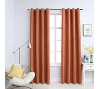 Blackout Curtains with Metal Eyelets Rust Brown 140 x 225 cm Pack of 2 Polyester Suede Look Darkening Opaque Insulating for Living Room Bedroom Children's Room