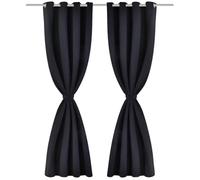 Blackout Curtains with Metal Rings 135 x 245 cm Black Opaque Blackout Insulating Soundproofing Curtains Includes 2 Tie Backs Ideal for Living Room Bedroom Nursery