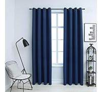 vidaXL Blackout Curtains with Metal Rings 2 pcs Blue 140x175 cm