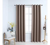 vidaXL Blackout Curtains with Metal Rings 2 pcs Taupe 140x175 cm UK NEW