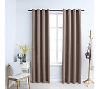 vidaXL Blackout Curtains with Metal Rings 2 pcs Taupe 140x225 cm