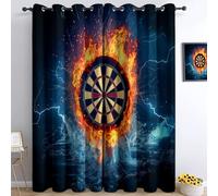 Blackout Curtains with Print Lightning Flame Darts Target, Abstract Art Super Soft Thermal Insulated Grommet Drapes,Energy Curtains for Living Room Bedroom, Dining, Office 336 x 183 cm