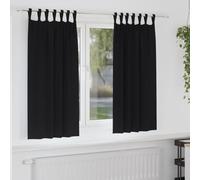 Blackout Curtains with Rings 2 Pack Black 175 x 140 cm Polyester 80%-90% Light Blocking Versatile Hanging System Opaque Suitable for Living Room Bedroom Office