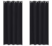 vidaXL Blackout Curtains with Rings 2 pcs Black 175 x 140 cm Polyester
