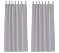 Blackout Curtains with Rings, 2-Piece Metallic Grey, Polyester, 260 x 140 cm, 80%-90% Light Blocker, Versatile Hanging with Eyelets and Loops, Ideal for Living Room, Bedroom
