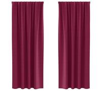 Blackout Curtains with Rings 2 Pieces Wine Red 260 x 140 cm Polyester Opaque Blackout Curtain with Eyelets and Loops for Living Room Bedroom Office