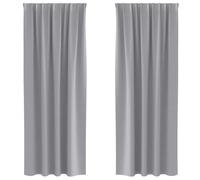 Blackout Curtains with Rings Light Grey 245 x 140 cm Pack of 2 Polyester Triple Weave Opaque for Living Room Bedroom with Eyelets and Loops for Privacy and Darkening
