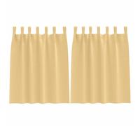 Blackout Curtains with Rings Pack of 2 Beige 140 x 140 cm Polyester Opaque Thermal Curtain for Living Room Bedroom Privacy Screen Curtain with Eyelets and Loops Modern Design