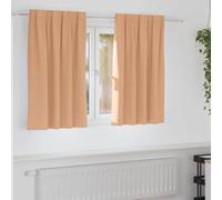 Blackout Curtains with Rings, Pack of 2, Light Brown, 140 x 140 cm, Polyester, Opaque with Eyelets and Loops, for Living Room, Bedroom, Children's Room and Balcony Door