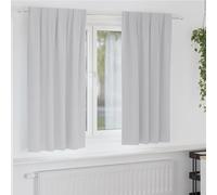 Blackout Curtains with Rings, Pack of 2, Light Grey, 175 x 140 cm, Polyester, Opaque and Darkening, Versatile Hanging with Eyelets and Loops, Ideal for Living Room, Bedroom, Office
