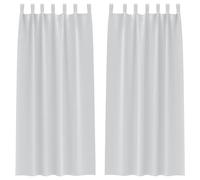 Blackout Curtains with Rings, Pack of 2, Light Grey, Polyester, 245 x 140 cm, Opaque and Darkening, with Eyelets and Loops, for Living Room, Bedroom, Children's Room and Office