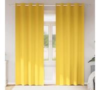 Blackout Curtains with Rings, Pack of 2, Mustard Yellow, 260 x 140 cm, Polyester, Opaque Thermal Curtains for Living Room, Bedroom with Loops and Eyelets for Privacy Screen and Sound Insulation