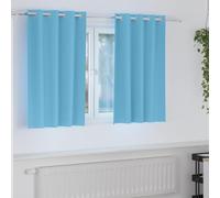 Blackout Curtains with Rings Sky Blue 140 x 140 cm Pack of 2 Polyester Curtain with Eyelet and Loop for Living Room Bedroom and Children's Room Opaque Blackout Insulating