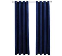vidaXL 2x Blackout Curtains with Metal Rings Velvet Dark Blue 140x225cm Blind