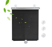 Blackout curtains with suction cups,30-75cm wide sunscreen roller blinds,automatic retractable sunshades,free-perforated,portable temporary blinds for doors and windows,Black-55x125cm/21.6x49in