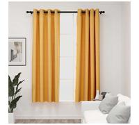 vidaXL Linen-Look Blackout Curtains with Grommets 2pcs Yellow 140x175cm, Yellow