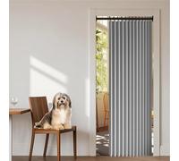 Blackout Door Curtain 151 x 182 cm Thermal Noise Reducing Dim Out, Sound, Isolate Oil Smoke Pleated Folding Magnetic Door Curtains for Closet Without Bedroom Bathroom, Grey