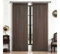 Blackout Dual Layer Thick Linen Room Divider Curtains 78 Inches Long, Dark Flax Memory Trained Pinch Pleated Noise Cancelling Insulated Rustic Windows Drapes Brown Colored Privacy Curtain 2 Panels Set