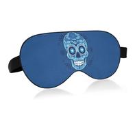 Blackout Eye Mask Adjustable Elastic Webbing Travel Break | Sugar Skull S Blue Flower Rose Skull Design Roses All Season Portable Eye Mask Single Sided Printing All Season