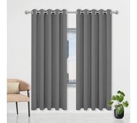 Blackout Eyelet Curtains 130 x 260 cm Soft Thermal Insulated Black Out Darkening Window Treatment for Window Home Fashion Decor, Dark Grey