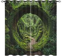 Blackout Eyelet Curtains 2 Panels W 46" x L 72" Natural Secrets Thermal Insulated Drapes for Bedroom, Green Soft Washable Anti-fade Opaque Curtains for Living Room/Kitchen