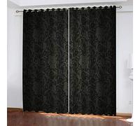 Blackout Eyelet Curtains For Bedroom Kids 3D Black Pattern Art Digital Print Curtains For Living Room Home Decoration 2 Panels 264X240cm