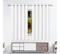 Blackout Eyelet Curtains for Living Room 1000 x 240 cm Soft Thermal Insulated Black Out Drop Blackout Curtains for Classical Bedroom, White