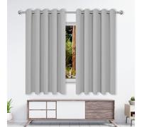 Blackout Eyelet Curtains for Living Room 500 x 130 cm Soft Thermal Insulated Black Out Drop Blackout Curtains for Classical Bedroom, Light Grey