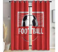 Blackout Eyelet Curtains Red Thermal Insulated Noise Reducing, Simple Sports Football Super Soft Curtains W 46" x L 54" (2 Panels) for Living Room Bedroom Soundproof Drapes