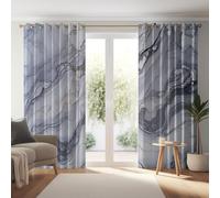 Blackout Eyelet Curtains W 27.5" x L 63" 2 Panels, Noise Reduction and Heat Insulation Simple Natural Elegant Marble Texture Printed Curtains Suitable for Boys and Girls' Bedrooms Grey