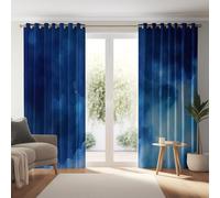 Blackout Eyelet Curtains W 29.5" x L 65" 2 Panels, Thermal Insulated Sound Insulation Abstract Fantasy Watercolor Mystical Ocean Printed Curtains Suitable for Bedroom and Living Room Navy Blue