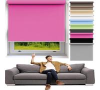 Blackout Fabric Roller Blinds 115 x 60 cm No Drilling Safety Anti-Fallroller Blind Long-Lasting Windproof Window Shades for Office, Bedroom, Bathroom, Pink