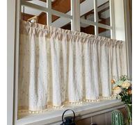 Blackout Kitchen Tier Curtains - Rod Pocket Half Curtains for Privacy & Light Control, Stylish Window Decor for Dining Room & Cafe - Linen Fabric, Easy to Hang