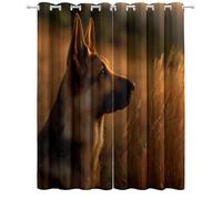 Blackout Nature Animals German Shepherds Print Window Curtains, W 55.1" x L 102.4" Thermal Insulated Curtains for Bedroom Tan Eyelet Window Treatments - 2 Panels