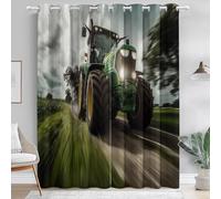Blackout Pastoral Agricultural Machinery Dynamic Super Soft Eyelet Curtains Thermal Insulated W 46" x L 90" (2 Panels) Super Soft Eyelet Curtains Thermal Insulated Grass Green Bright Yellow