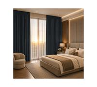 (Blackout Pencil Pleat - Black) 66x84 Dual Panel Curtains with Free Tiebacks | Premium Quality Drapes