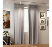 (Blackout Pencil Pleat - Light Grey) 66x84 Dual Panel Curtains with Free Tiebacks | Premium Quality Drapes