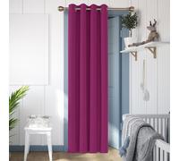 Blackout Plain Fabric 8 White Grommet No Tie Curtain, 1Pcs W132xL160 Rose Red